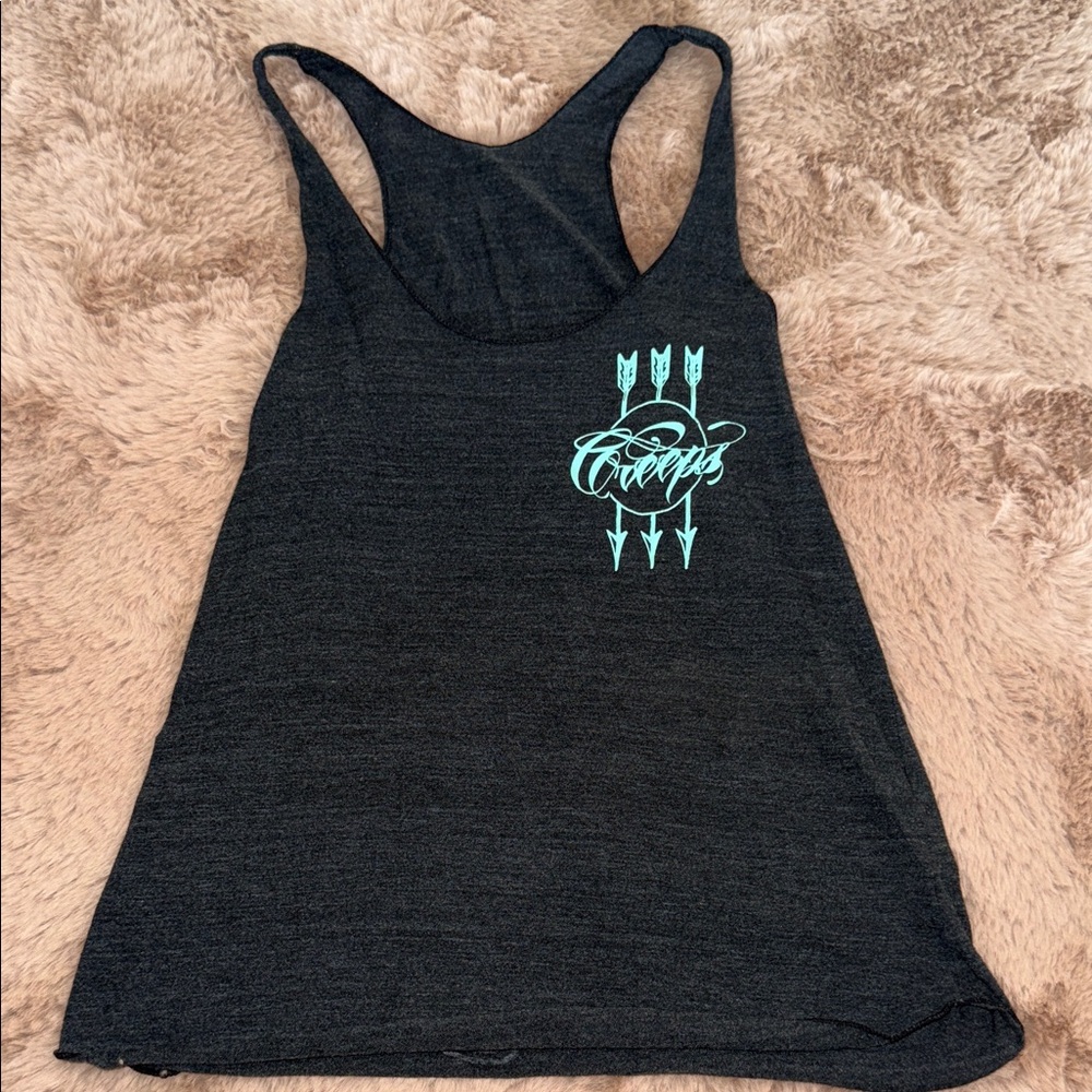 American Apparel Charcoal Tank Top with Teal Graphic